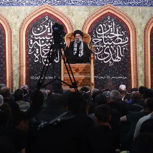  گزارش تصویری سخنرانی حجت‌الاسلام موسوی مطلق در پیاده روی اربعین ۱۴۰۳ _ حرم حضرت حر (ع) شب دوم